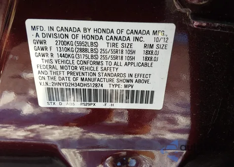 2013 Acura Mdx Technology Package z USA, uszkodzony, nr VIN 2HNYD2H34DH512874